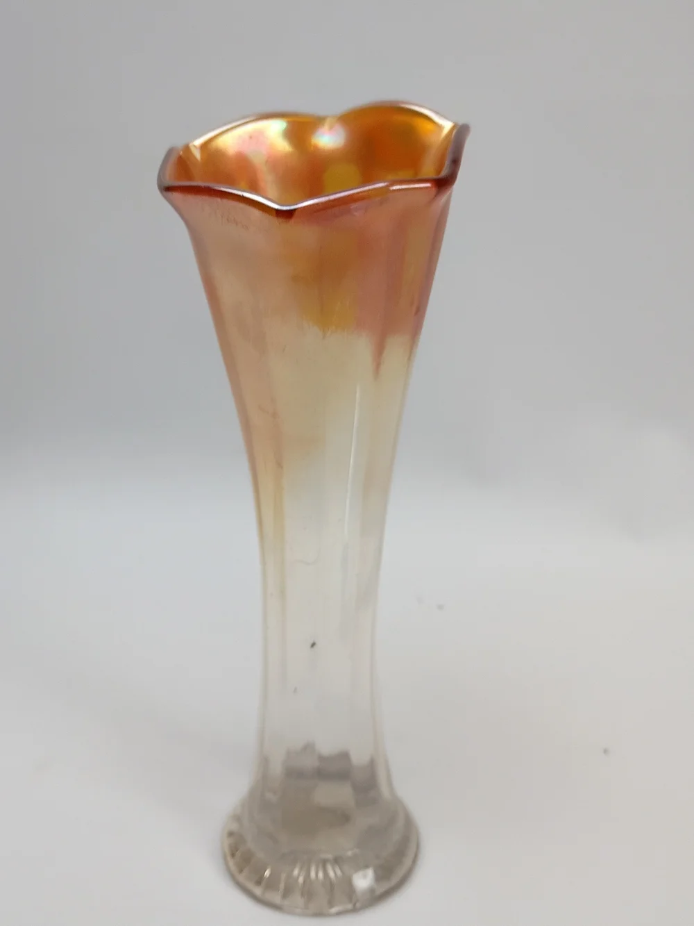 Iridescent Amber-Top Glass Bud Vase - Unbranded